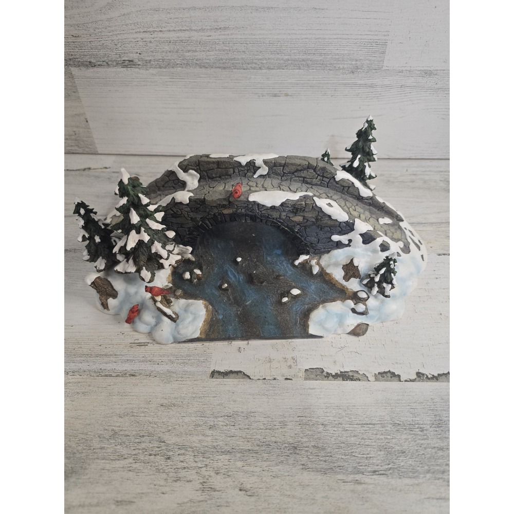 Department 56 Winter Stone Bridge Snow Trees Cardinals Village Accessory